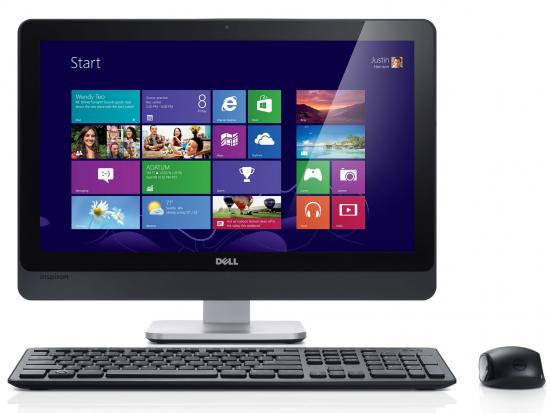 Dell Inspiron One 23 (2330) touch all-in-one desktop computer with KM632 (Burgundy) wireless keyboard and mouse.